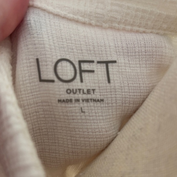 LOFT White Textured Blouse with Button Accents - Picture 2 of 7